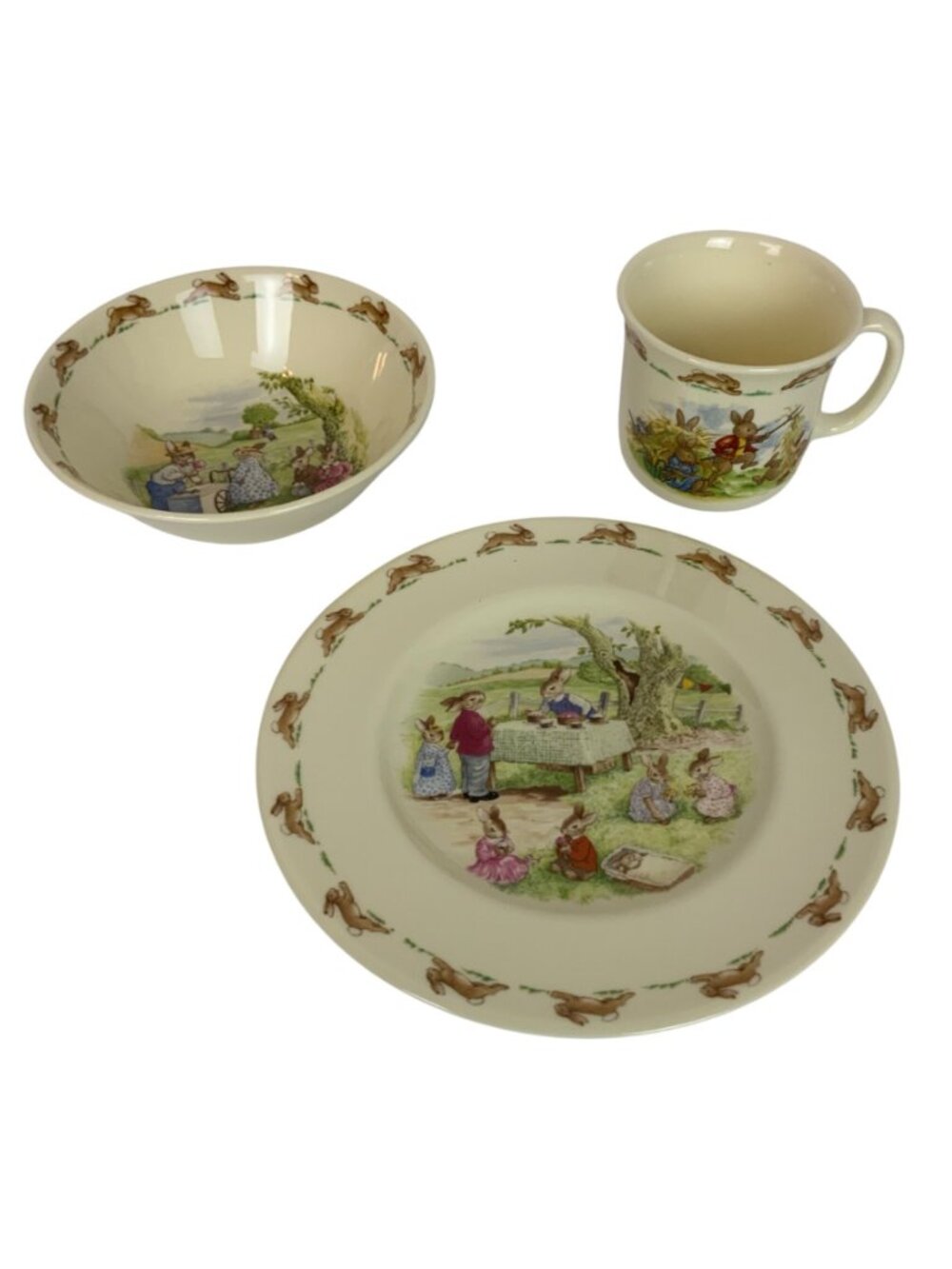 Royal Doulton Bunnykins Childrens Bone China Dinnerware Set Bowl Plate Mug 1988 - Picture 2 of 13